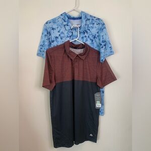 RBX Men's Burgundy and Charcoal Black & Blue Golf Short Sleeve Shirts Bundle